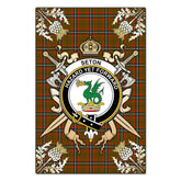 Seton Hunting Modern Tartan Crest Black Garden Flag - Gold Thistle Style
