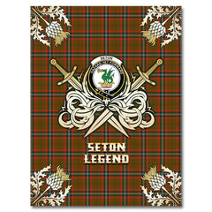 Seton Hunting Modern Tartan Gold Courage Symbol Blanket