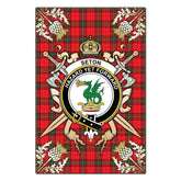 Seton Modern Tartan Crest Black Garden Flag - Gold Thistle Style