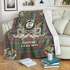 Shaw Green Modern Tartan Gold Courage Symbol Blanket