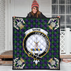 Shaw Modern Tartan Crest Premium Quilt - Gold Thistle Style
