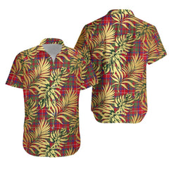 Shaw Red Modern Tartan Vintage Leaves Hawaiian Shirt
