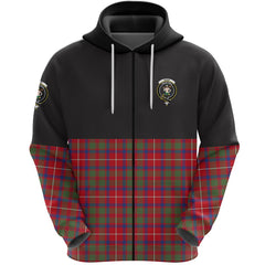 Shaw Red Modern Clan Half Of Tartan Zipper Hoodie