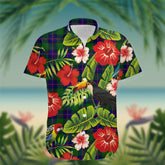 Shaw (of Tordarroch) Tartan Hawaiian Shirt Hibiscus, Coconut, Parrot, Pineapple - Tropical Garden Shirt