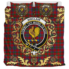 Sinclair Tartan Crest Bedding Set - Golden Thistle Style