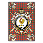 Sinclair Ancient Tartan Crest Black Garden Flag - Gold Thistle Style