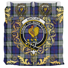 Sinclair Dress Tartan Crest Bedding Set - Golden Thistle Style