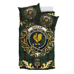 Sinclair Hunting 01 Tartan Crest Bedding Set - Golden Thistle Style
