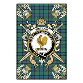 Sinclair Hunting Ancient Tartan Crest Black Garden Flag - Gold Thistle Style