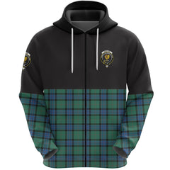 Sinclair Hunting Ancient Clan Half Of Tartan Zipper Hoodie