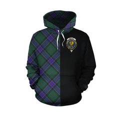 Sinclair Hunting Modern Tartan Hoodie Half of Me - Cross Style