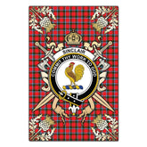 Sinclair Modern Tartan Crest Black Garden Flag - Gold Thistle Style