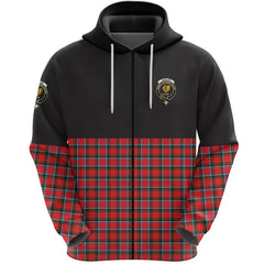 Sinclair Modern Clan Half Of Tartan Zipper Hoodie