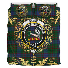 Skene 02 Tartan Crest Bedding Set - Golden Thistle Style