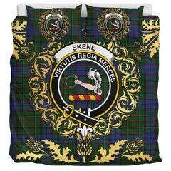Skene 02 Tartan Crest Bedding Set - Golden Thistle Style