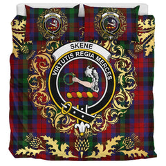 Skene of Cromar 03 Tartan Crest Bedding Set - Golden Thistle Style