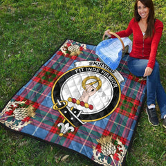 Skirving Tartan Crest Premium Quilt - Gold Thistle Style