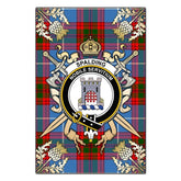 Spalding Tartan Crest Black Garden Flag - Gold Thistle Style