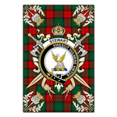 Stewart Atholl Modern Tartan Crest Black Garden Flag - Gold Thistle Style