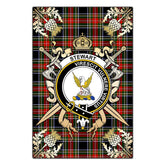 Stewart Black Tartan Crest Black Garden Flag - Gold Thistle Style