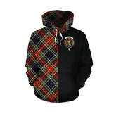 Stewart Black Tartan Hoodie Half of Me - Cross Style