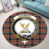 Stewart Black Tartan Crest Round Rug