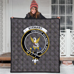 Stewart Grey Tartan Crest Quilt