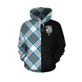 Stewart Muted Blue Tartan Hoodie Half of Me - Cross Style