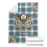 Stewart Muted Blue Tartan Gold Courage Symbol Blanket