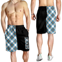 Stewart Muted Blue Tartan Crest Men's Short - Cross Style