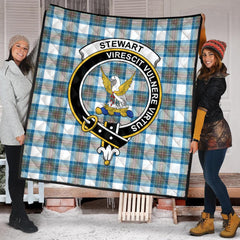 Stewart Muted Blue Tartan Crest Quilt