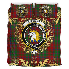 Stewart of Appin 01 Tartan Crest Bedding Set - Golden Thistle Style