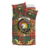 Stewart of Appin Ancient Tartan Crest Bedding Set - Golden Thistle Style