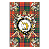 Stewart of Appin Ancient Tartan Crest Black Garden Flag - Gold Thistle Style
