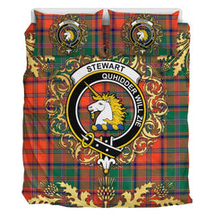 Stewart of Appin Ancient Tartan Crest Bedding Set - Golden Thistle Style