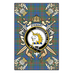 Stewart of Appin Hunting Ancient Tartan Crest Black Garden Flag - Gold Thistle Style