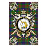 Stewart of Appin Hunting Modern Tartan Crest Black Garden Flag - Gold Thistle Style