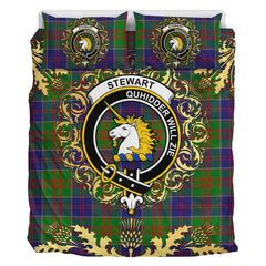 Stewart of Appin Hunting Modern Tartan Crest Bedding Set - Golden Thistle Style