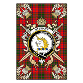 Stewart of Appin Modern Tartan Crest Black Garden Flag - Gold Thistle Style