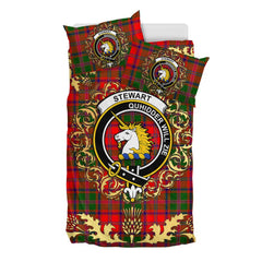 Stewart of Appin Modern Tartan Crest Bedding Set - Golden Thistle Style