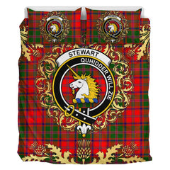 Stewart of Appin Modern Tartan Crest Bedding Set - Golden Thistle Style