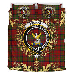 Stewart of Ardshiel Tartan Crest Bedding Set - Golden Thistle Style