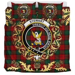 Stewart of Atholl Tartan Crest Bedding Set - Golden Thistle Style