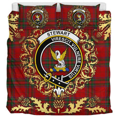 Stewart of Rothesay 02 Tartan Crest Bedding Set - Golden Thistle Style