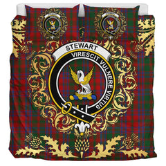 Stewart of Urrard Tartan Crest Bedding Set - Golden Thistle Style