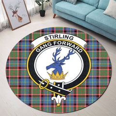 Stirling Bannockburn Tartan Crest Round Rug