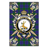 Strachan Tartan Crest Black Garden Flag - Gold Thistle Style
