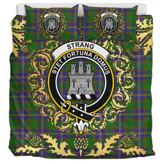 Strange of Balkaskie Tartan Crest Bedding Set - Golden Thistle Style