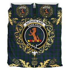 Sutherland 02 Tartan Crest Bedding Set - Golden Thistle Style