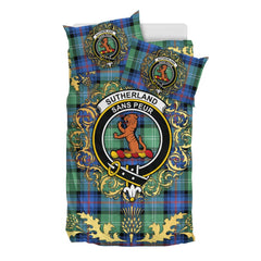 Sutherland Ancient Tartan Crest Bedding Set - Golden Thistle Style